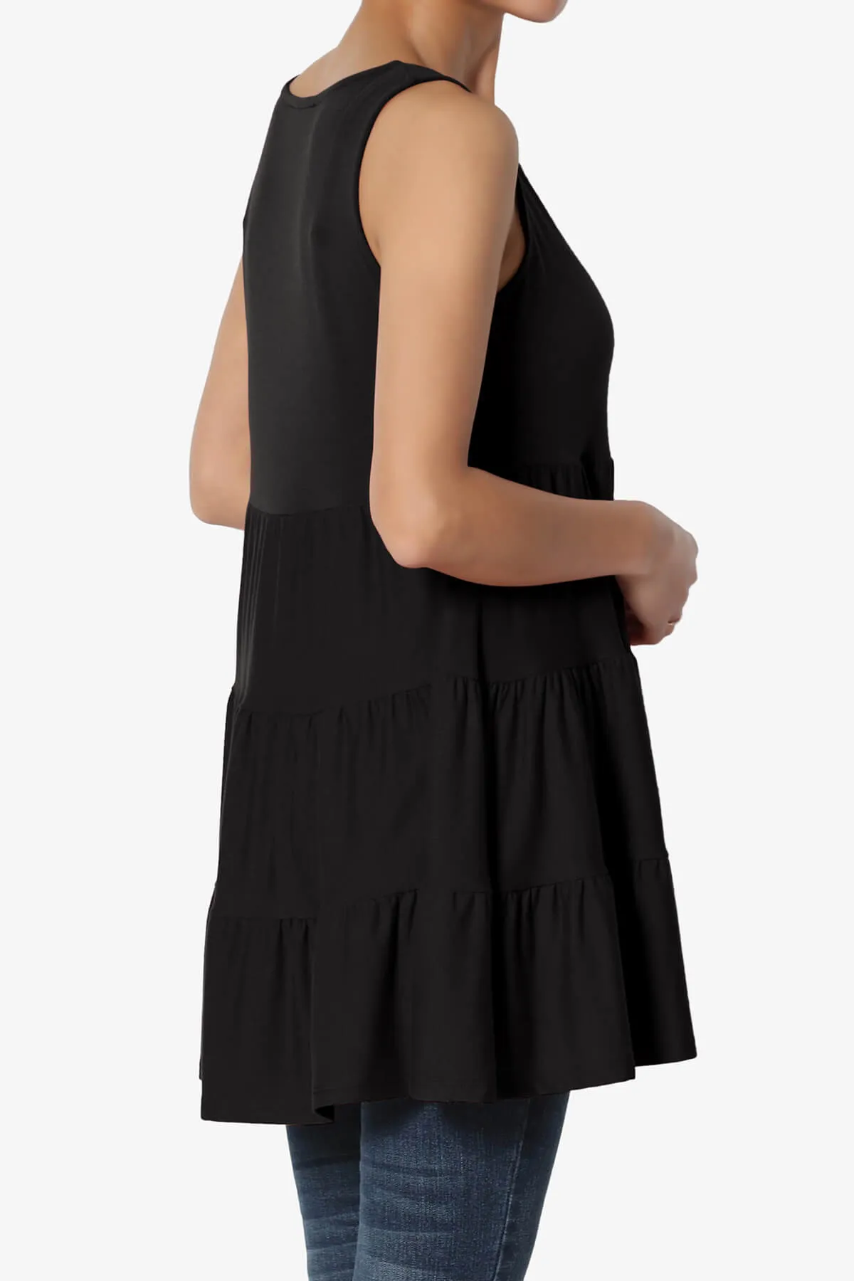 Maiika Sleeveless Tiered Ruffle Top PLUS