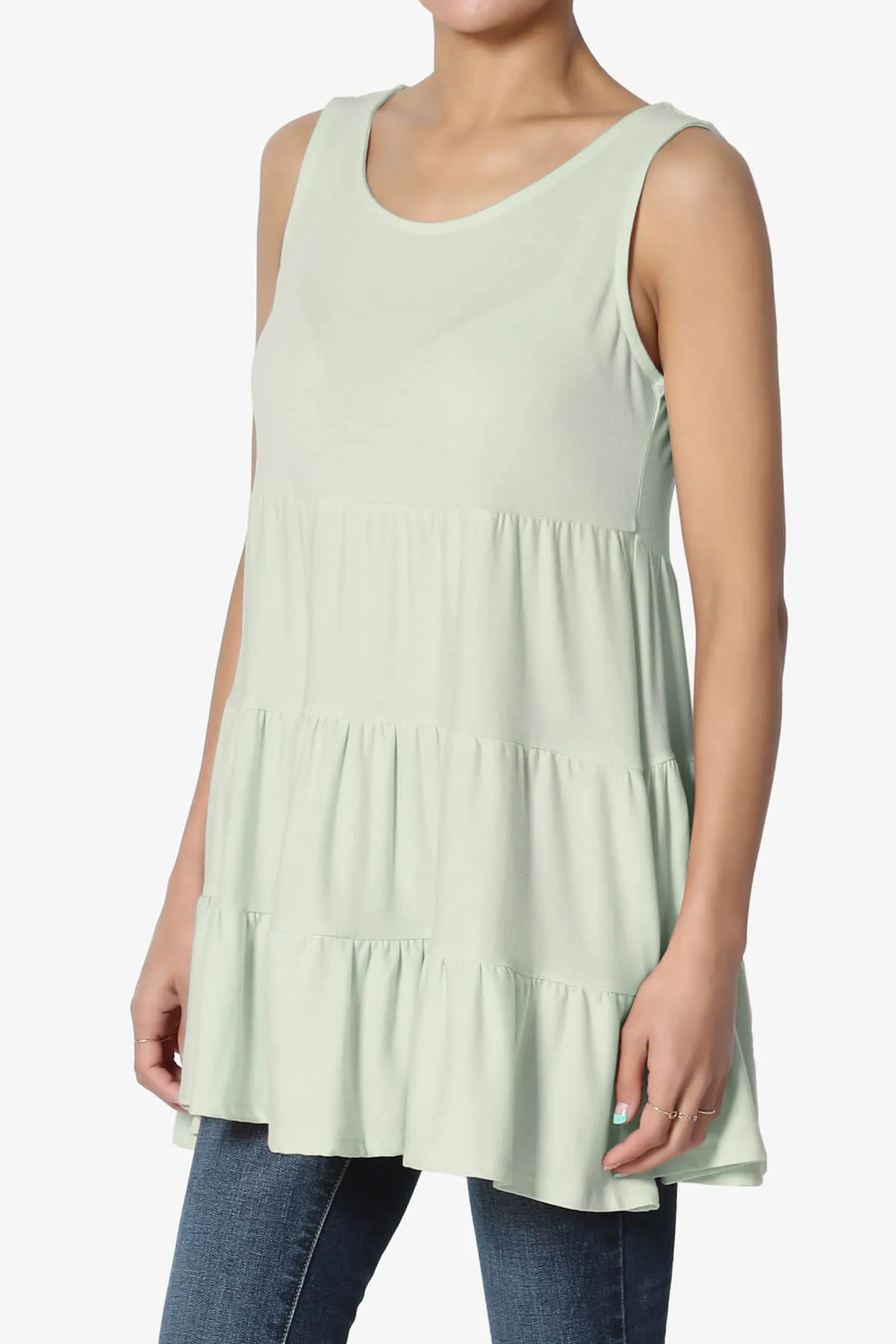 Maiika Sleeveless Tiered Ruffle Top PLUS