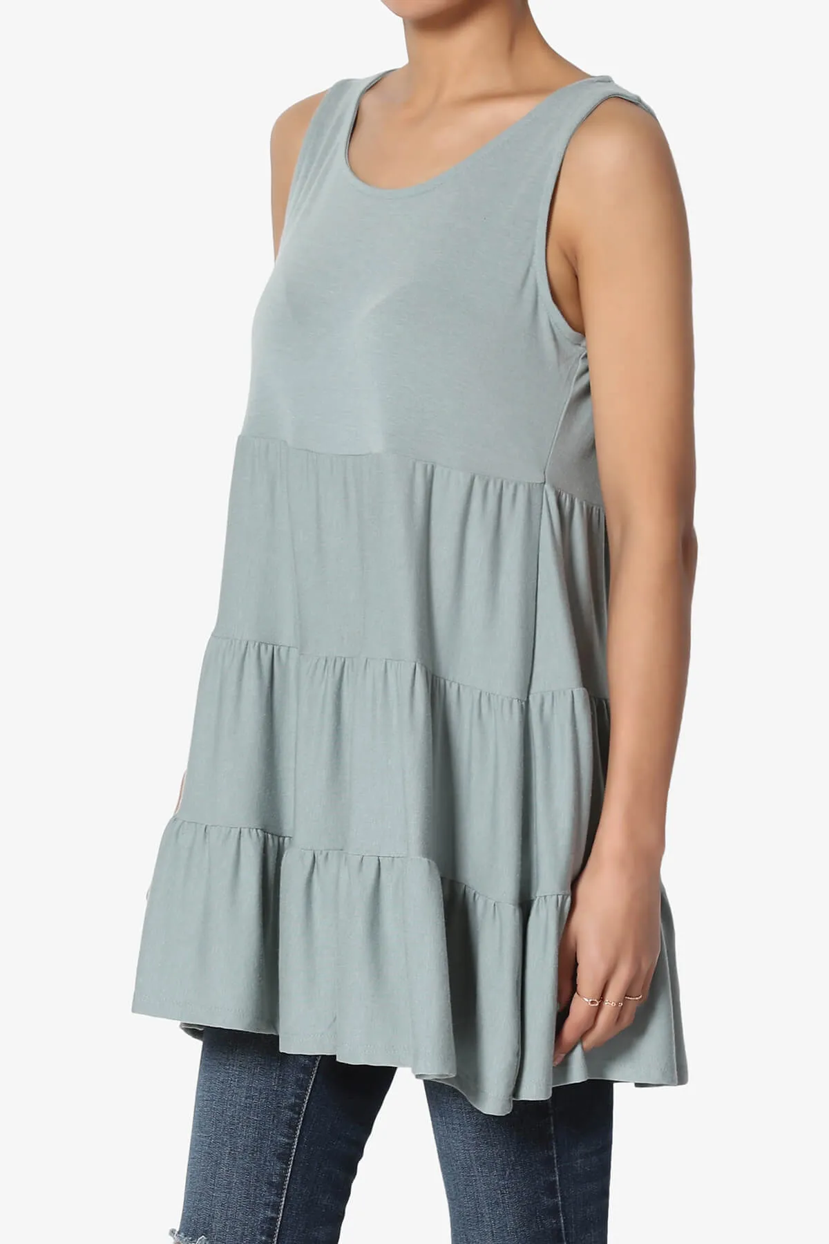 Maiika Sleeveless Tiered Ruffle Top PLUS