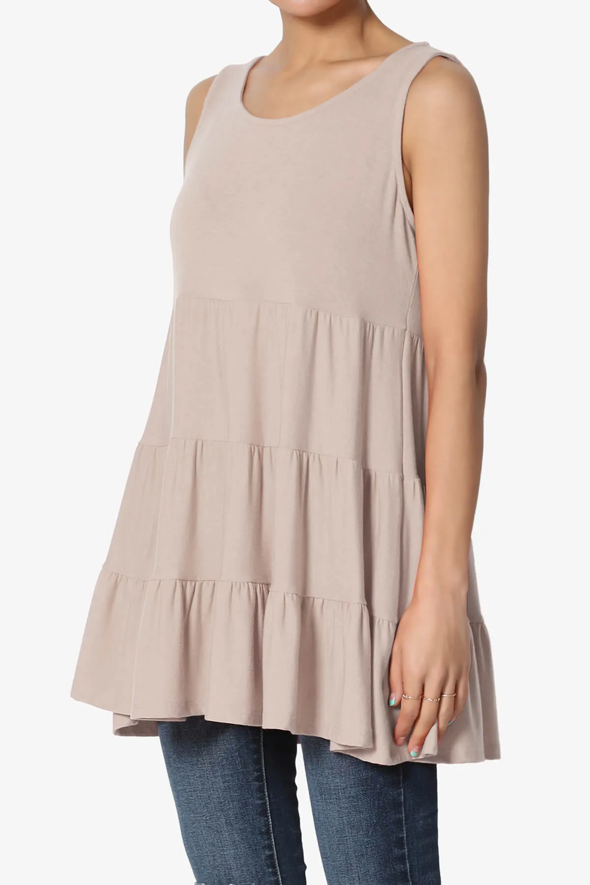 Maiika Sleeveless Tiered Ruffle Top PLUS