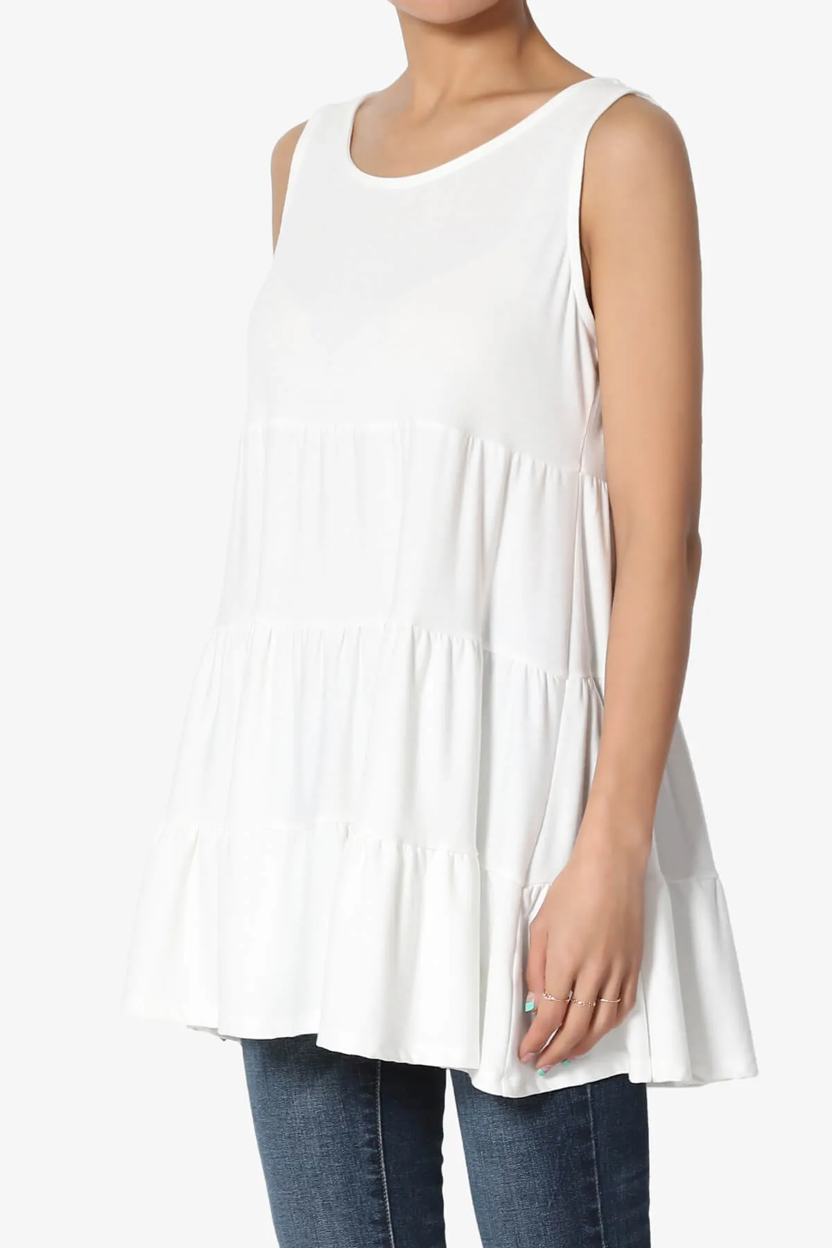 Maiika Sleeveless Tiered Ruffle Top PLUS