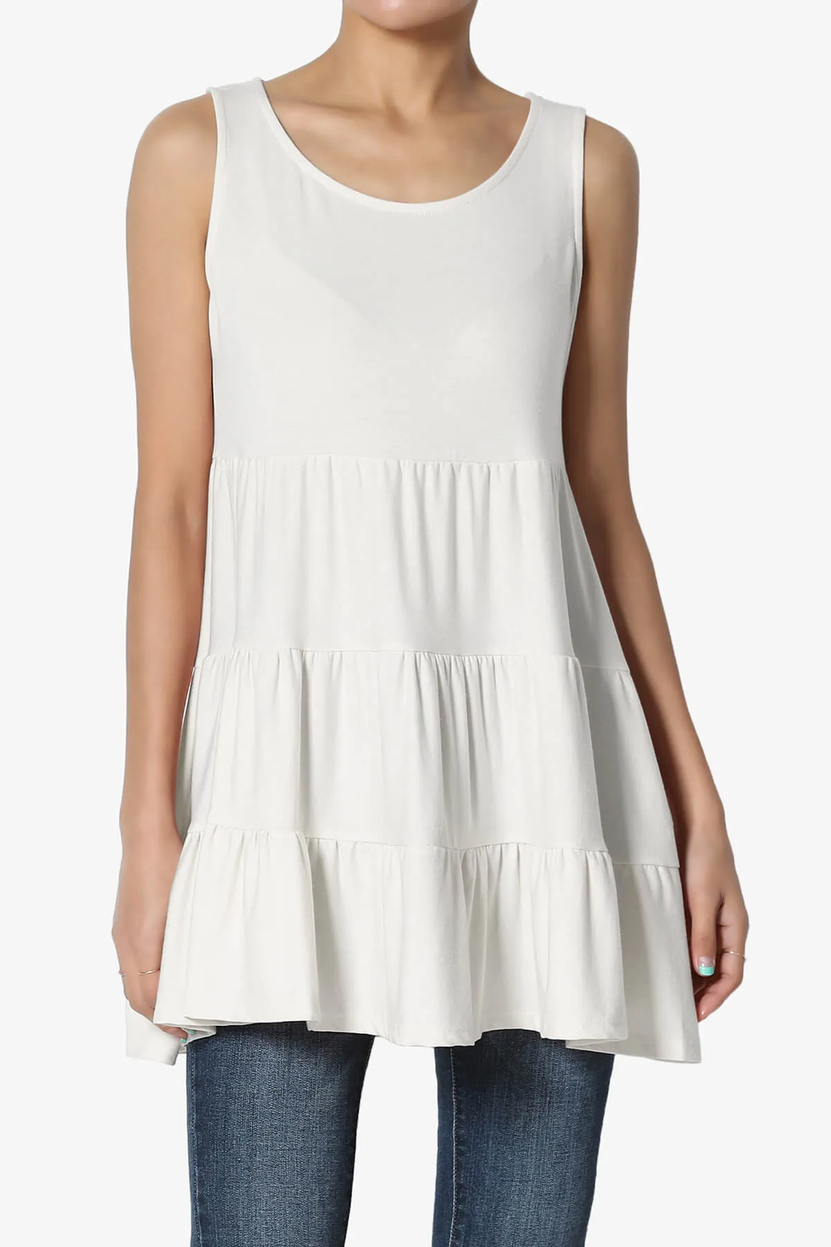 Maiika Sleeveless Tiered Ruffle Top PLUS