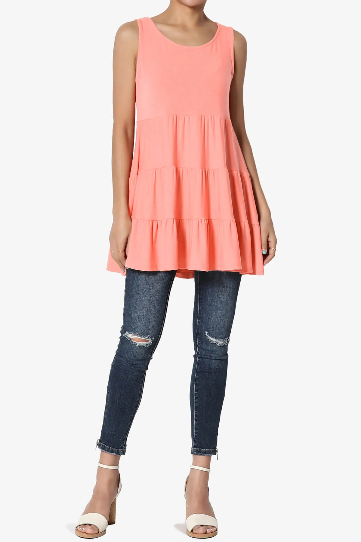 Maiika Sleeveless Tiered Ruffle Top PLUS