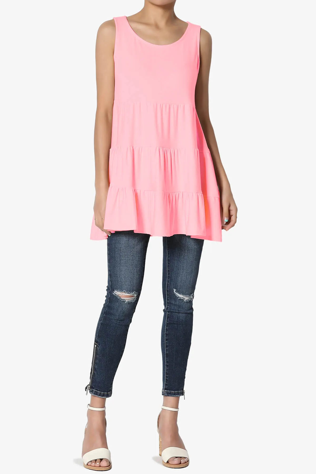 Maiika Sleeveless Tiered Ruffle Top PLUS