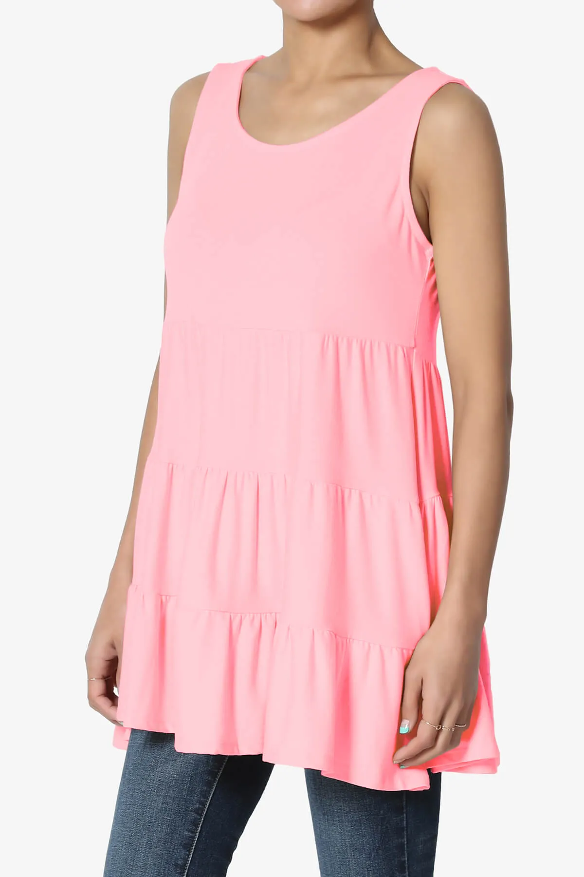Maiika Sleeveless Tiered Ruffle Top PLUS