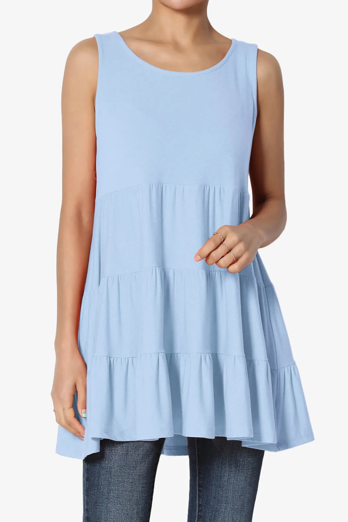 Maiika Sleeveless Tiered Ruffle Top PLUS