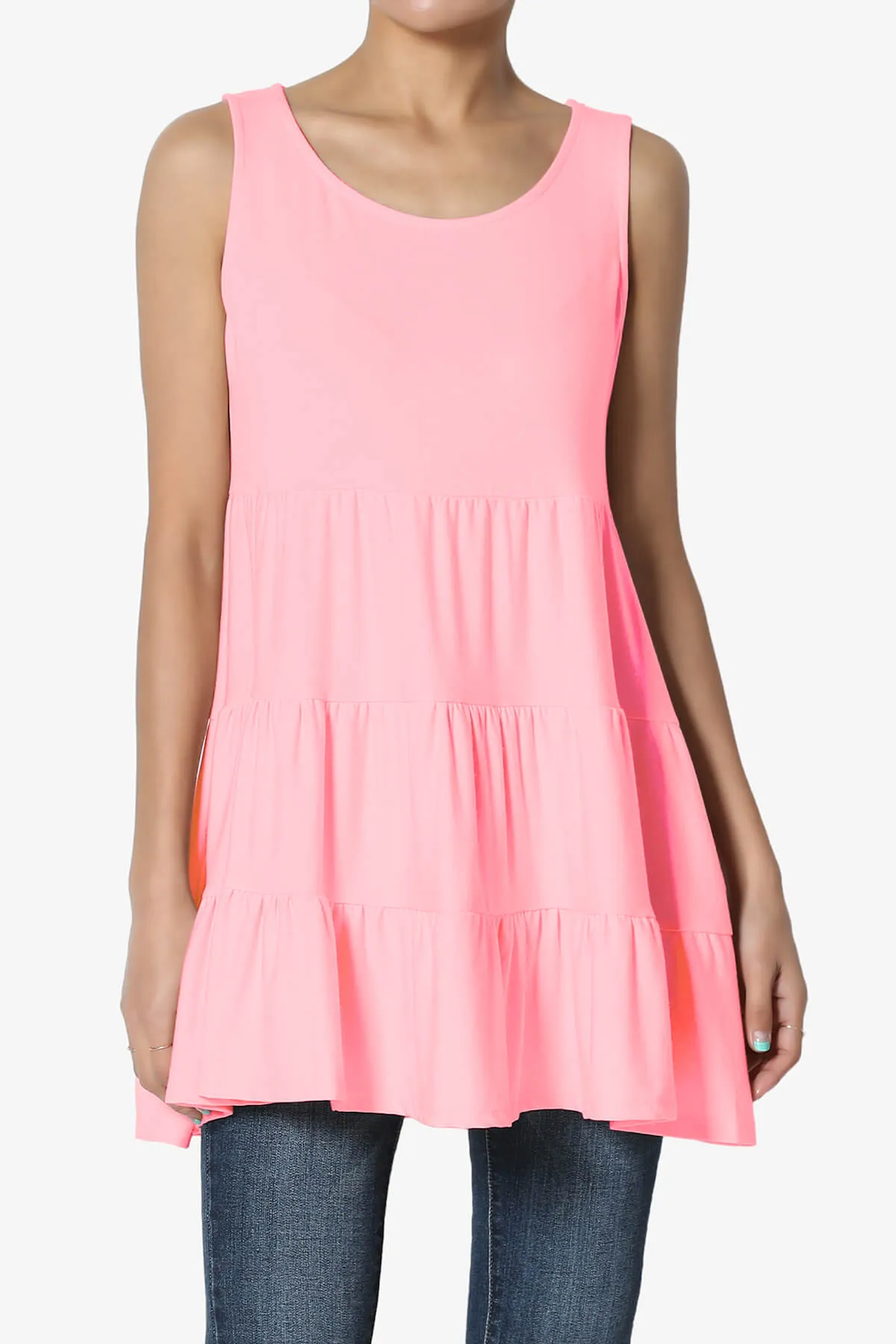 Maiika Sleeveless Tiered Ruffle Top PLUS