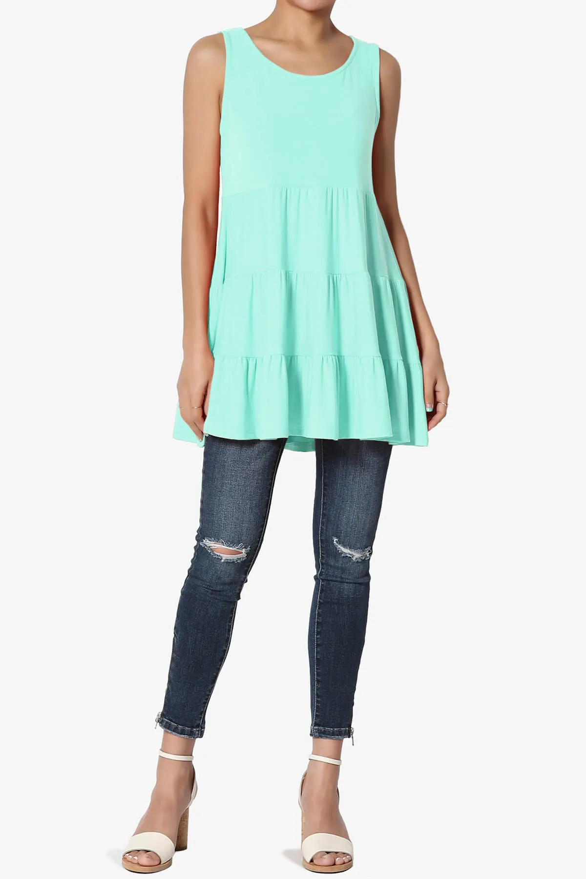 Maiika Sleeveless Tiered Ruffle Top PLUS