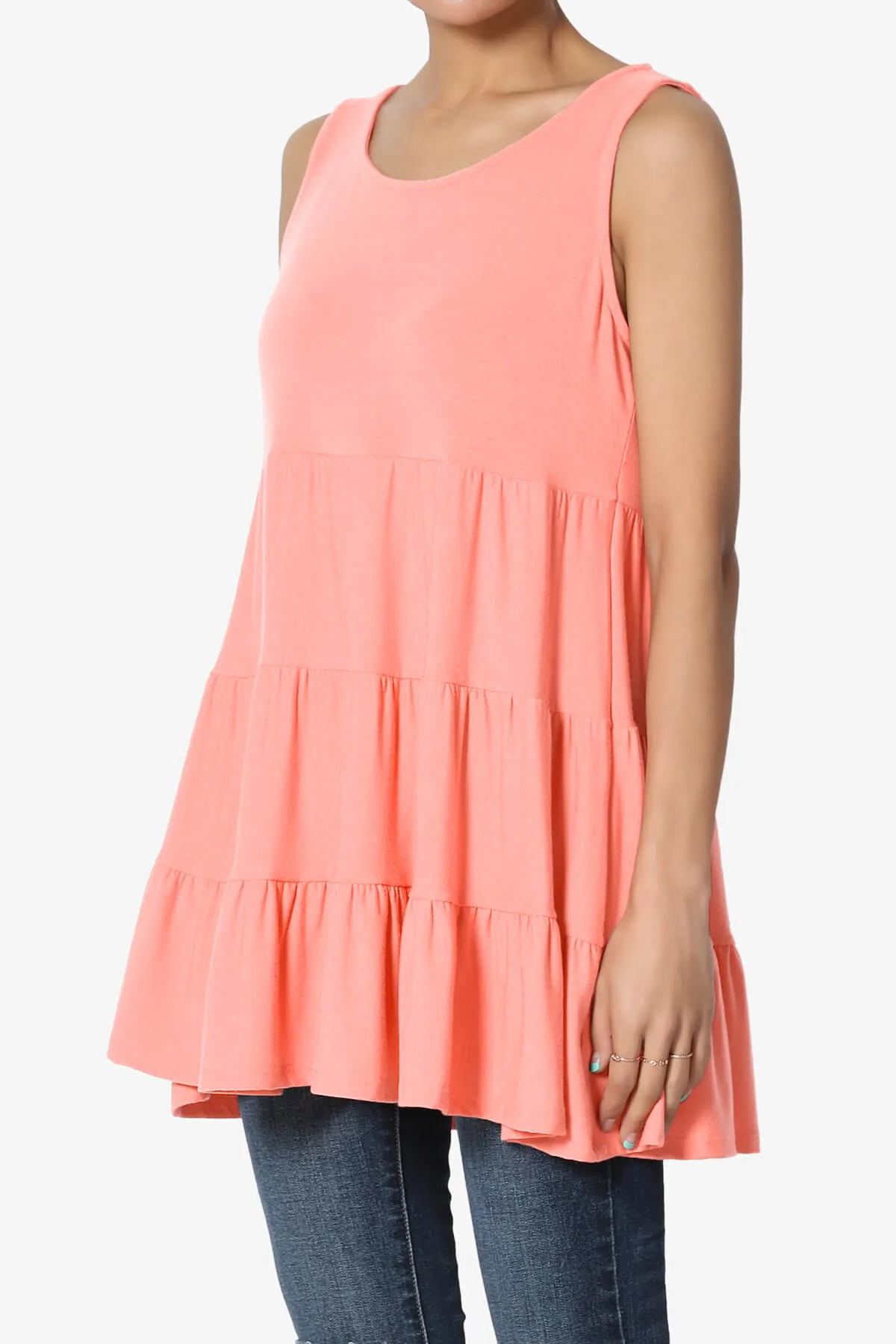 Maiika Sleeveless Tiered Ruffle Top PLUS