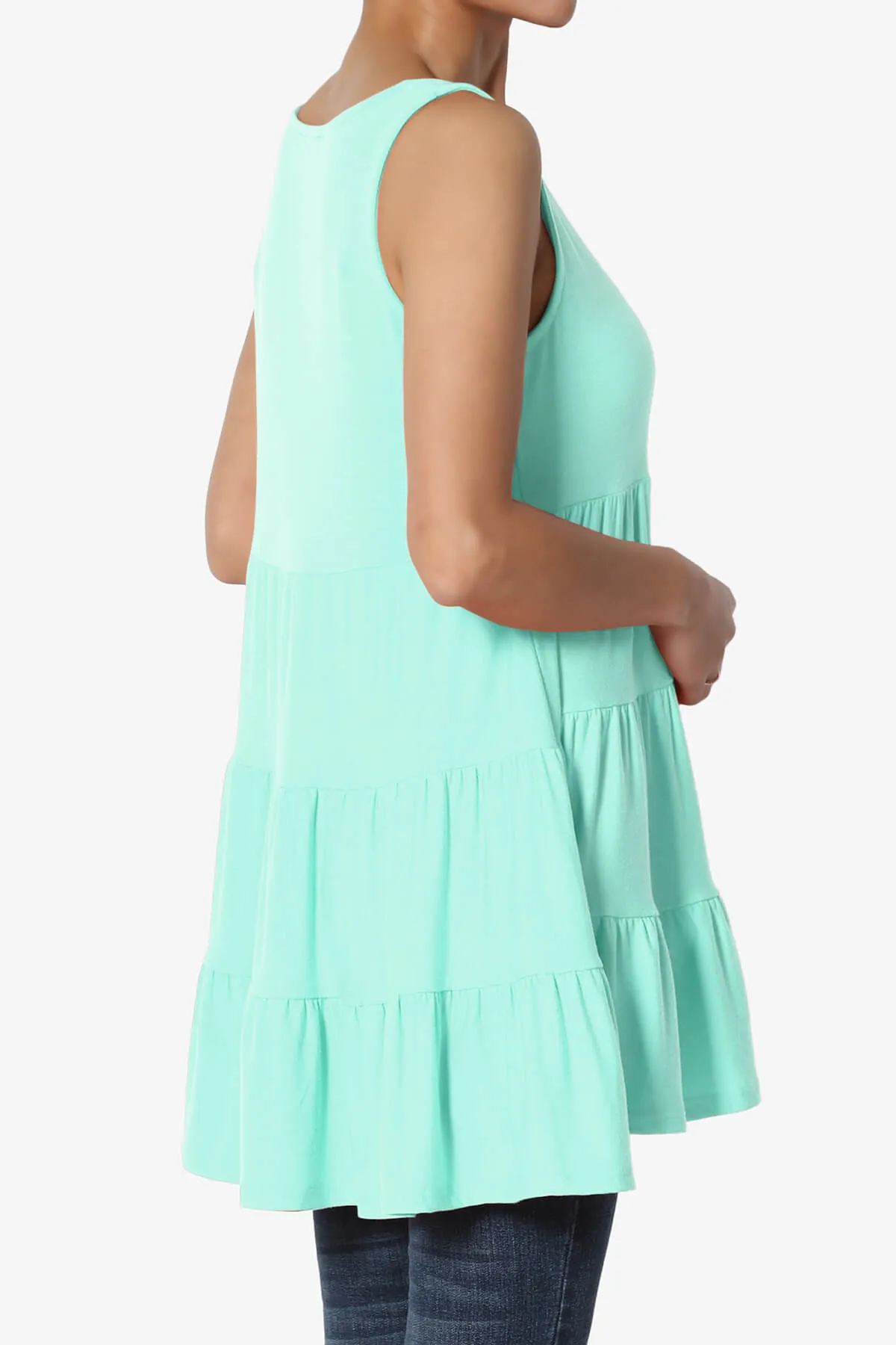 Maiika Sleeveless Tiered Ruffle Top PLUS