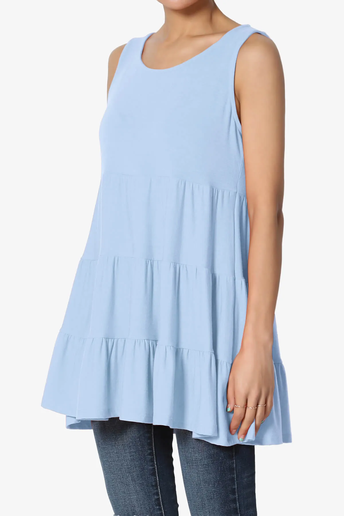 Maiika Sleeveless Tiered Ruffle Top PLUS