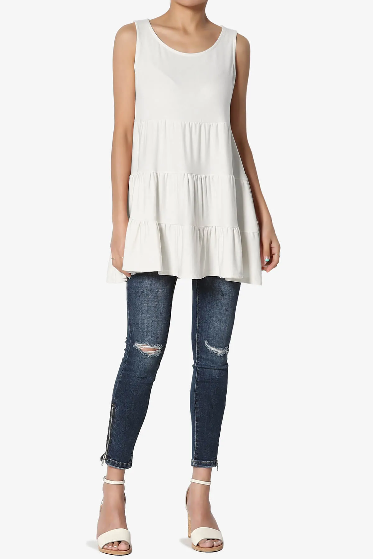 Maiika Sleeveless Tiered Ruffle Top PLUS