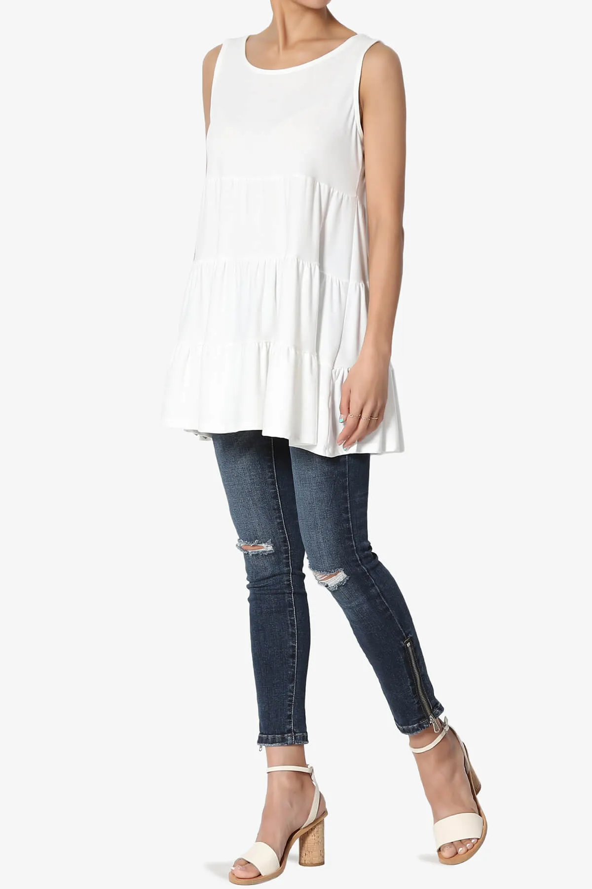 Maiika Sleeveless Tiered Ruffle Top PLUS