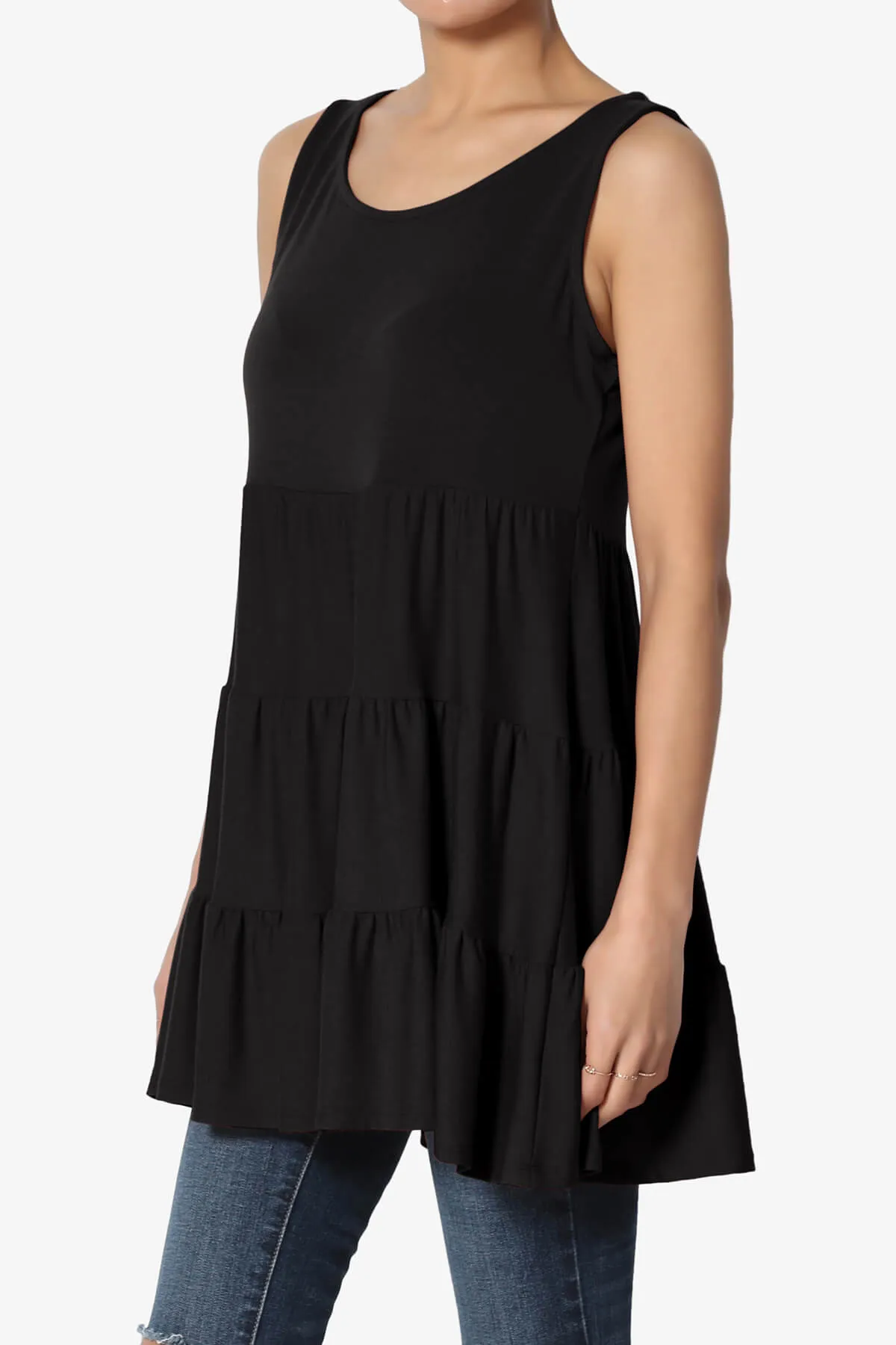 Maiika Sleeveless Tiered Ruffle Top PLUS