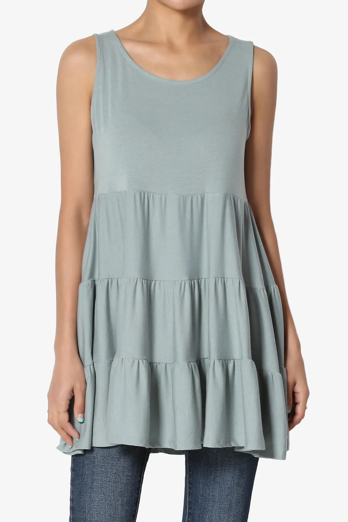 Maiika Sleeveless Tiered Ruffle Top PLUS