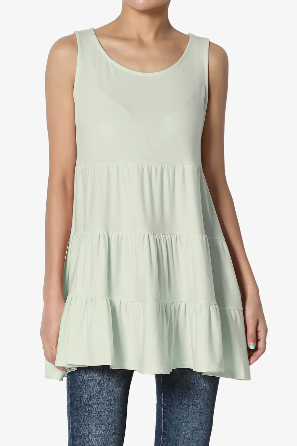 Maiika Sleeveless Tiered Ruffle Top PLUS