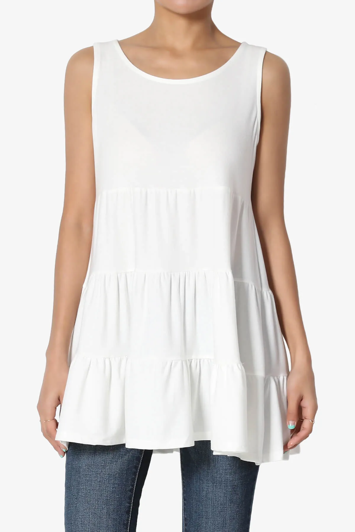 Maiika Sleeveless Tiered Ruffle Top PLUS