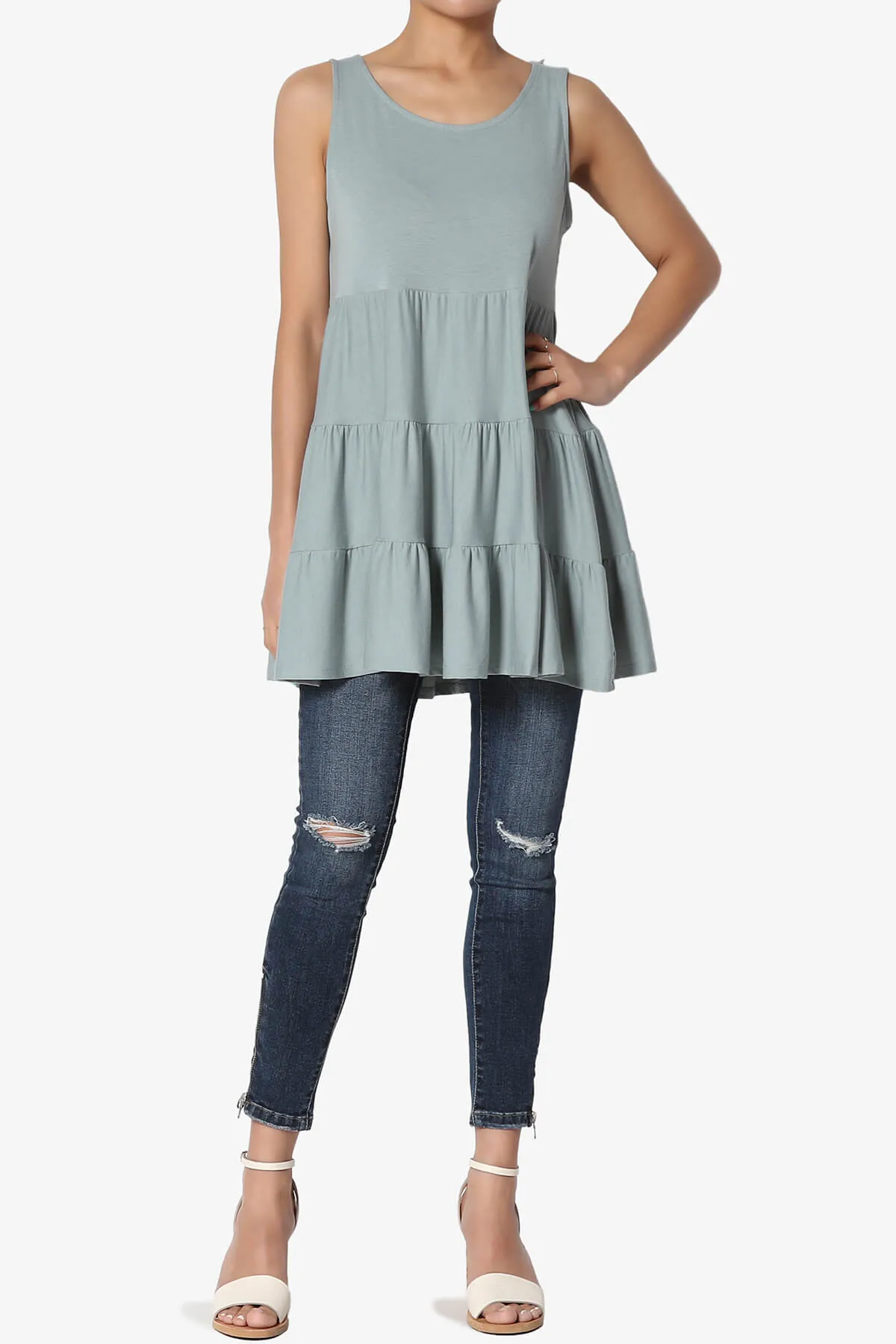 Maiika Sleeveless Tiered Ruffle Top PLUS