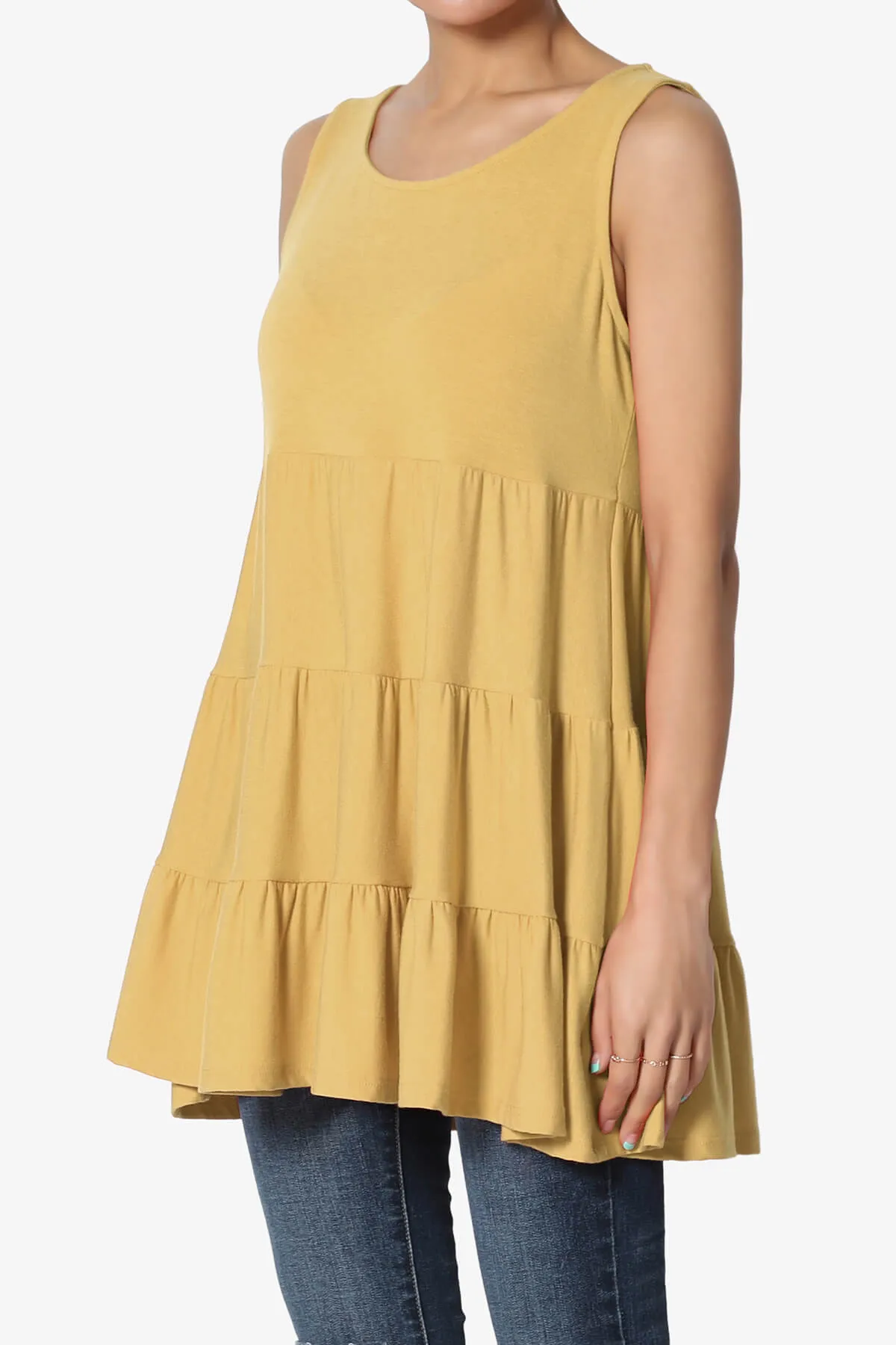 Maiika Sleeveless Tiered Ruffle Top PLUS