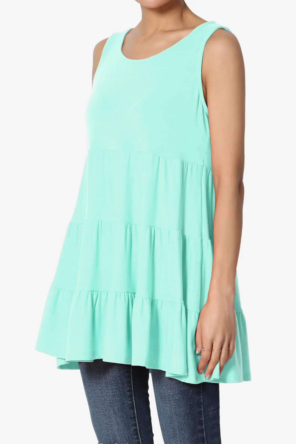 Maiika Sleeveless Tiered Ruffle Top PLUS