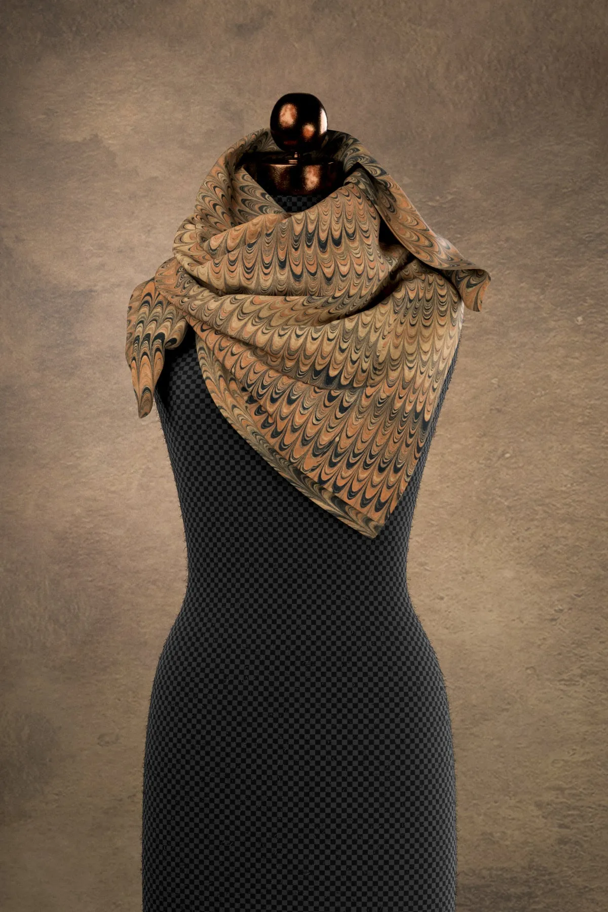 Marbled Combed Earth Square Scarf