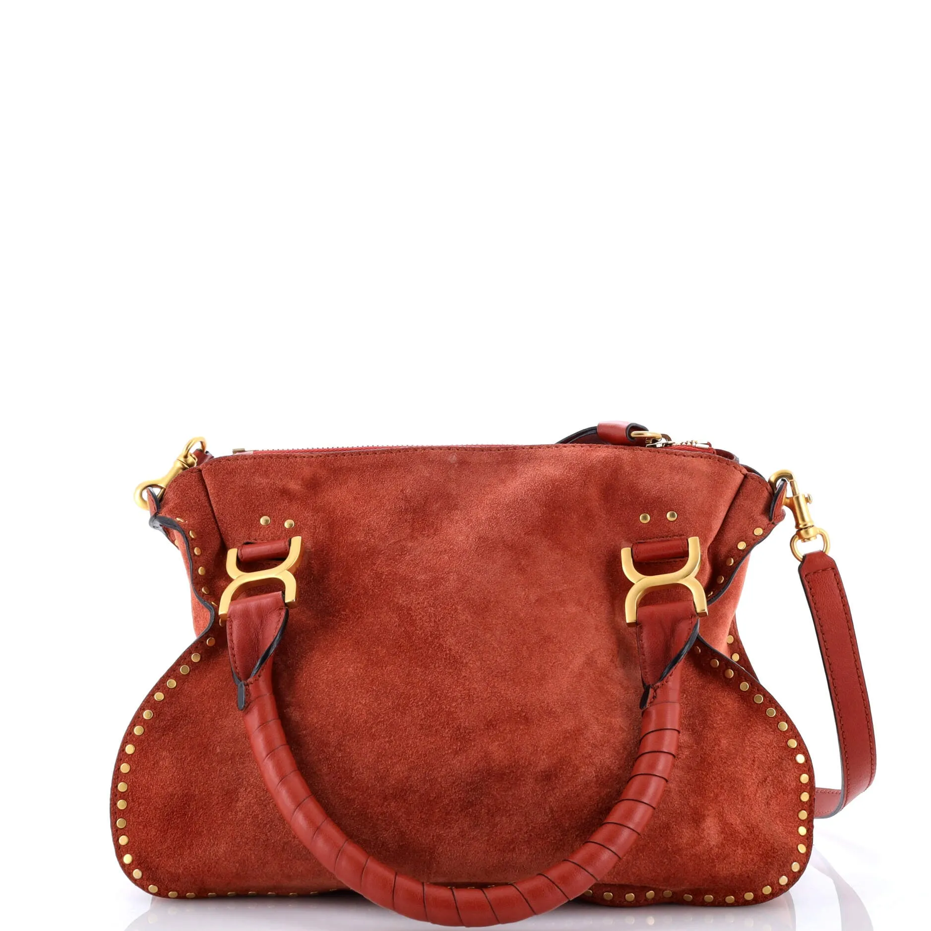 Marcie Satchel Whipstitch Studded Suede Medium