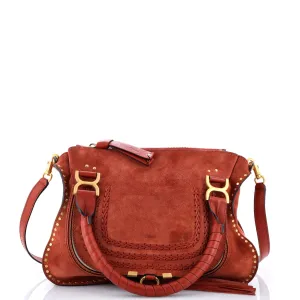 Marcie Satchel Whipstitch Studded Suede Medium