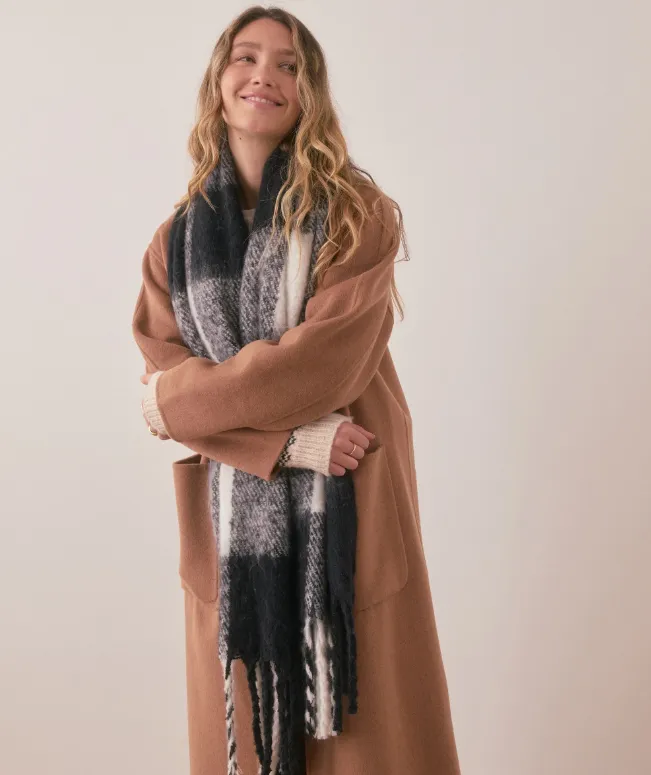 Marine Layer Brushed Scarf in Black/White Check