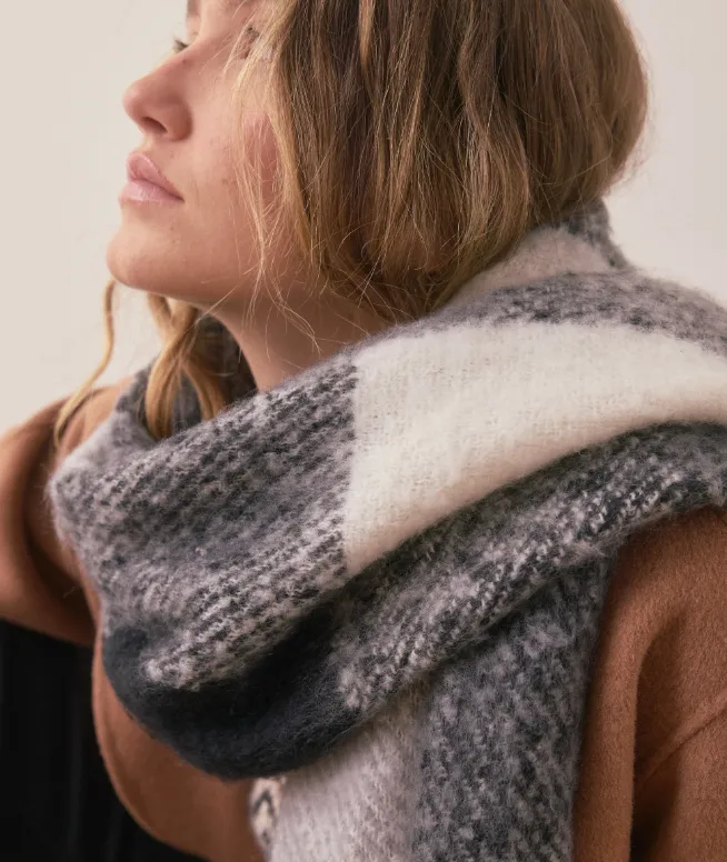 Marine Layer Brushed Scarf in Black/White Check