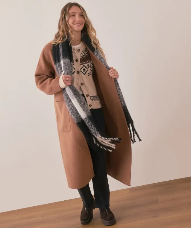 Marine Layer Brushed Scarf in Black/White Check
