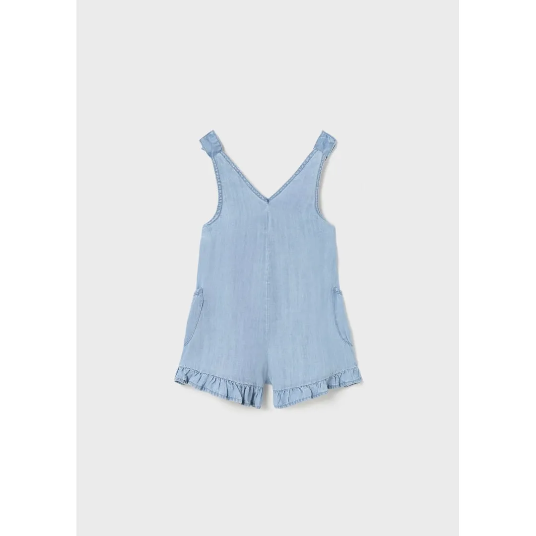 Mayoral Light Wash Denim Romper