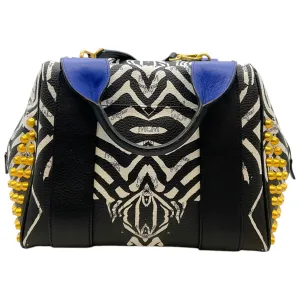 MCM Zebra Keana Boston Satchel Bag