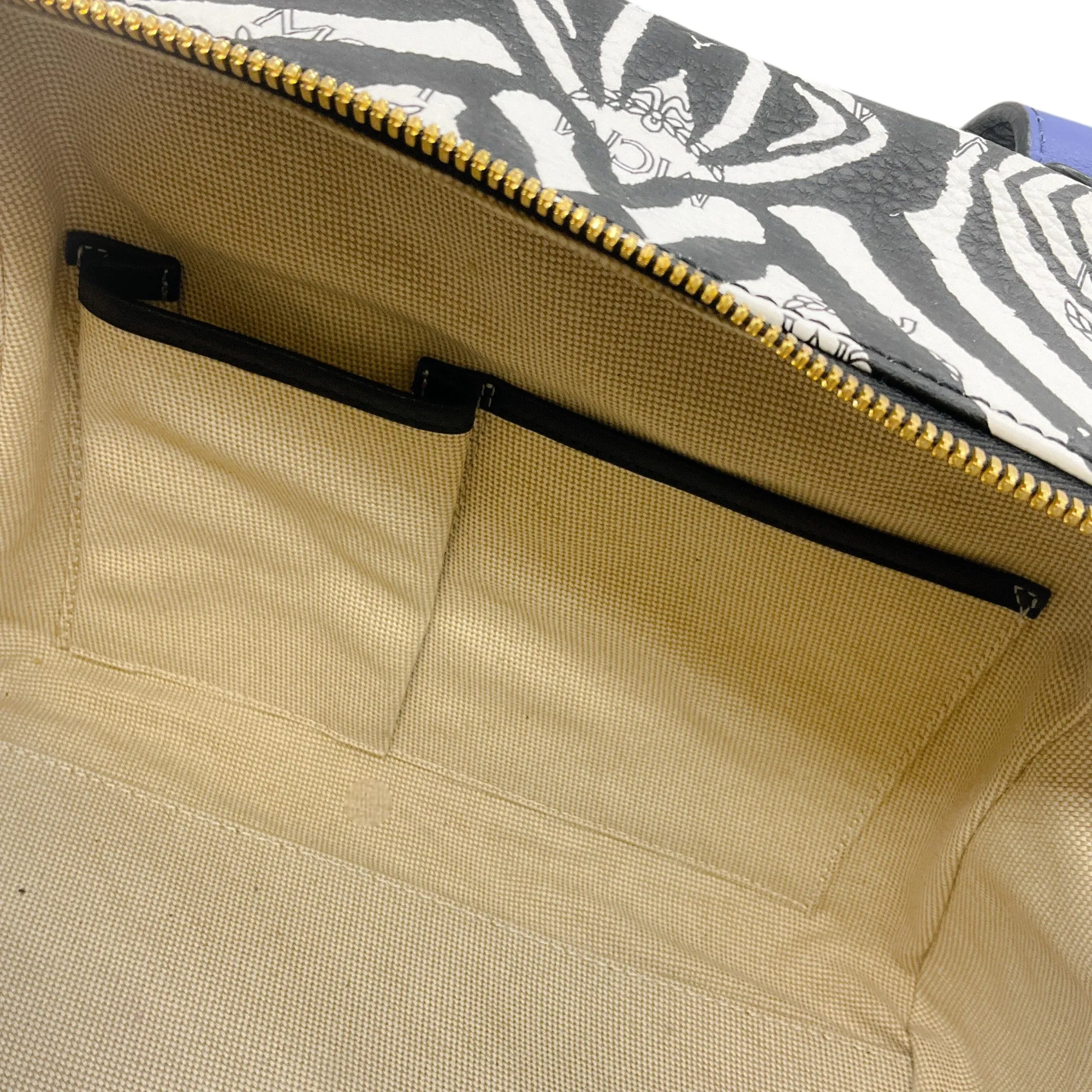MCM Zebra Keana Boston Satchel Bag