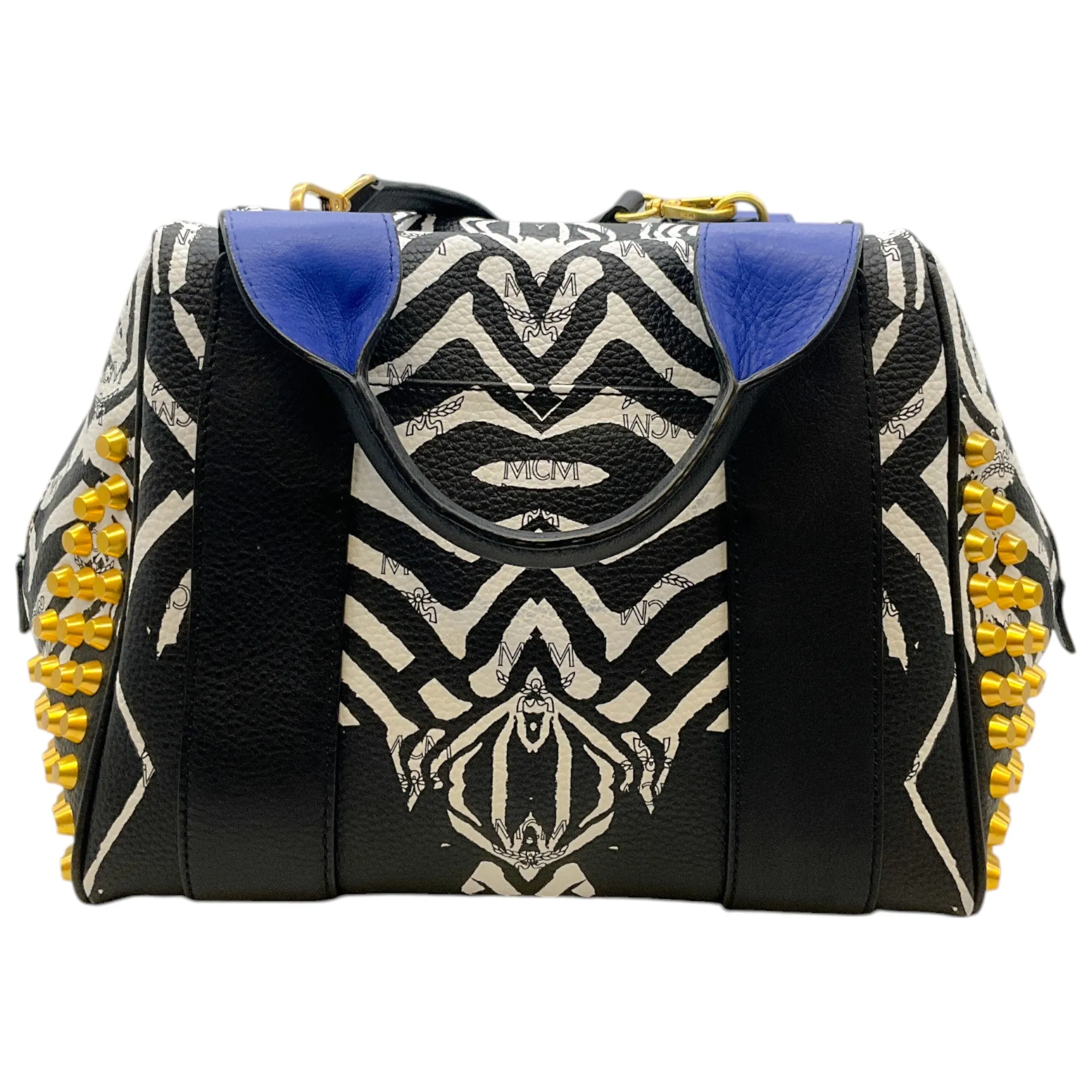 MCM Zebra Keana Boston Satchel Bag