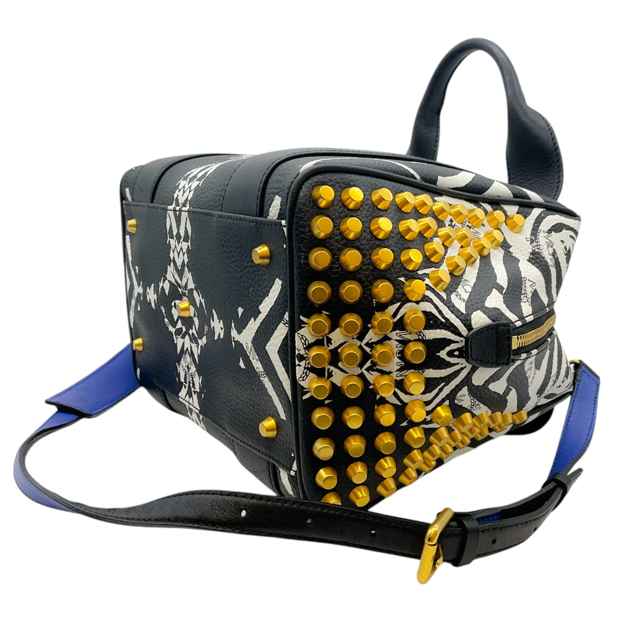 MCM Zebra Keana Boston Satchel Bag