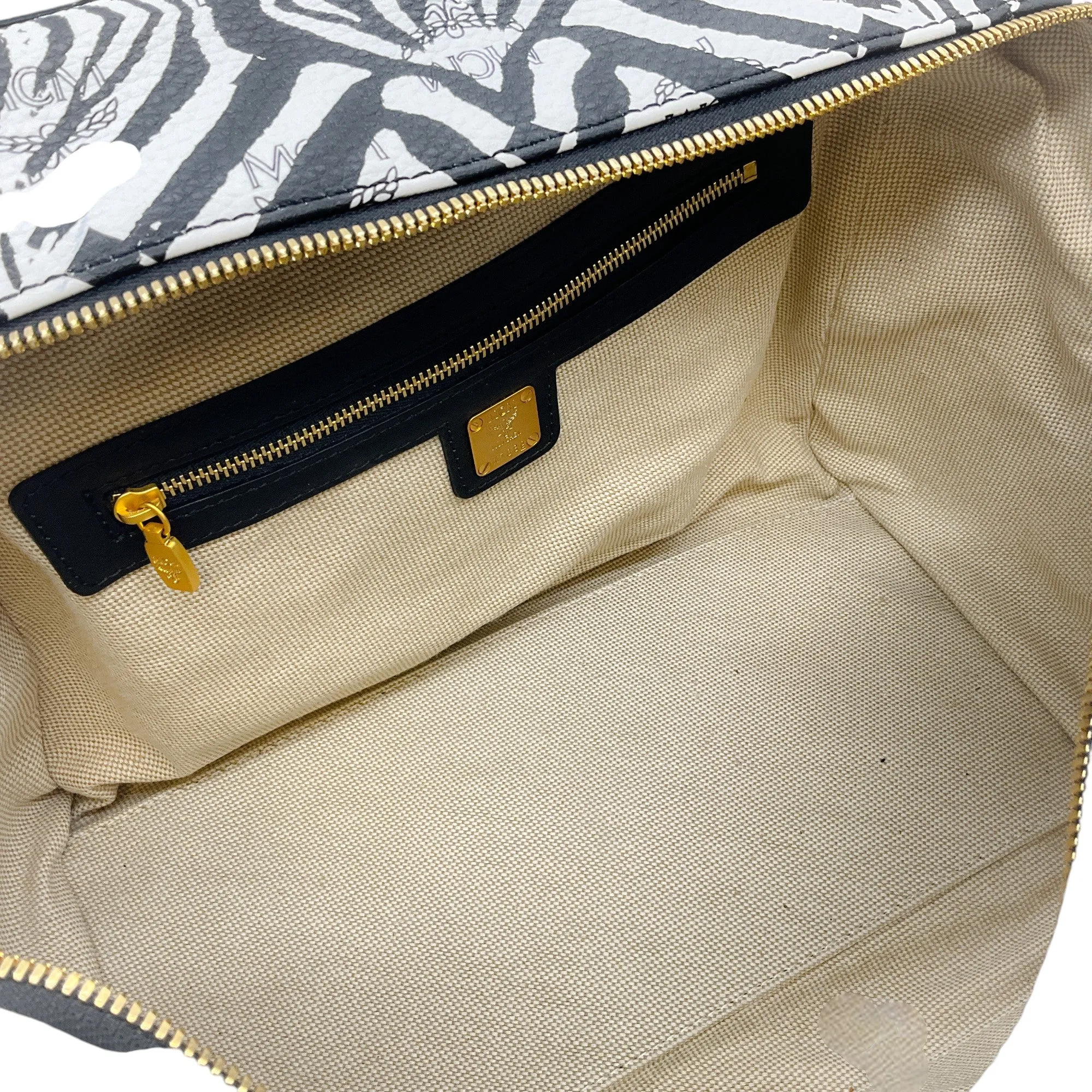 MCM Zebra Keana Boston Satchel Bag