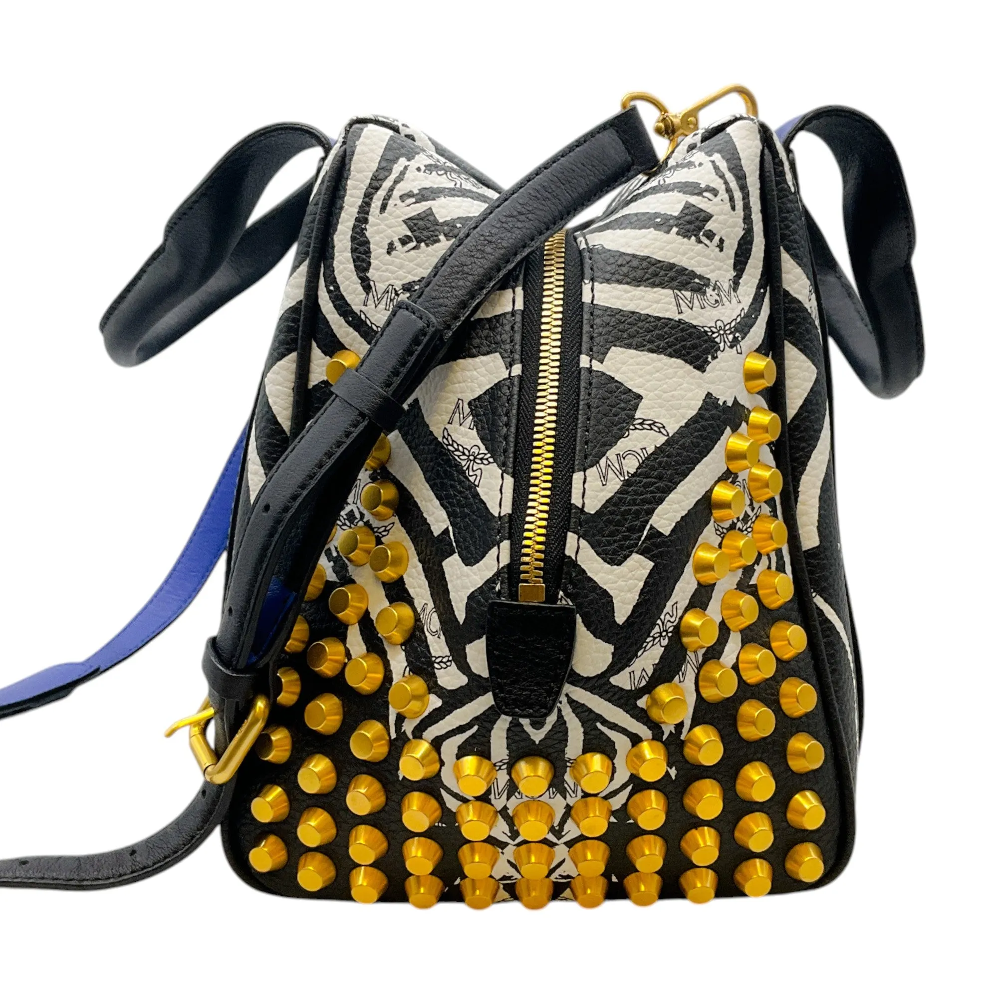 MCM Zebra Keana Boston Satchel Bag