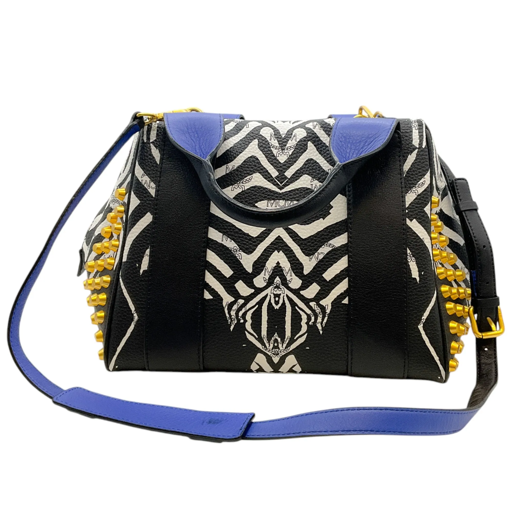 MCM Zebra Keana Boston Satchel Bag