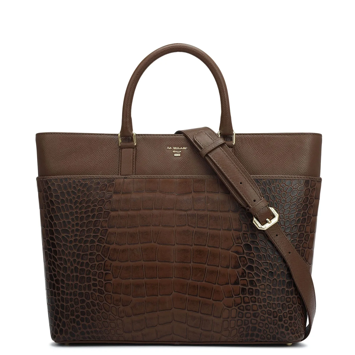 Medium Croco Franzy Leather Satchel - Date