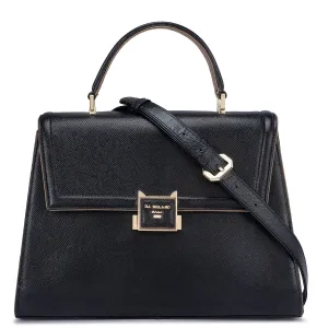 Medium Franzy Leather Satchel - Black