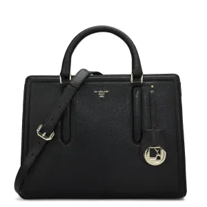 Medium Franzy Leather Satchel - Black