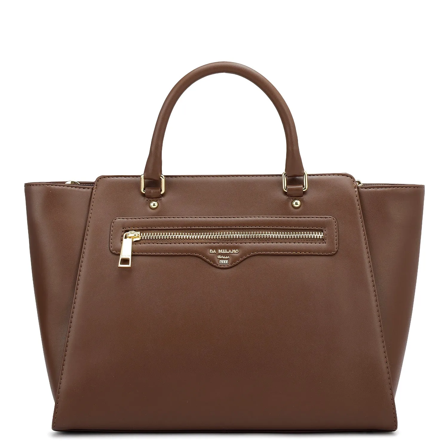 Medium Plain Leather Satchel - Date