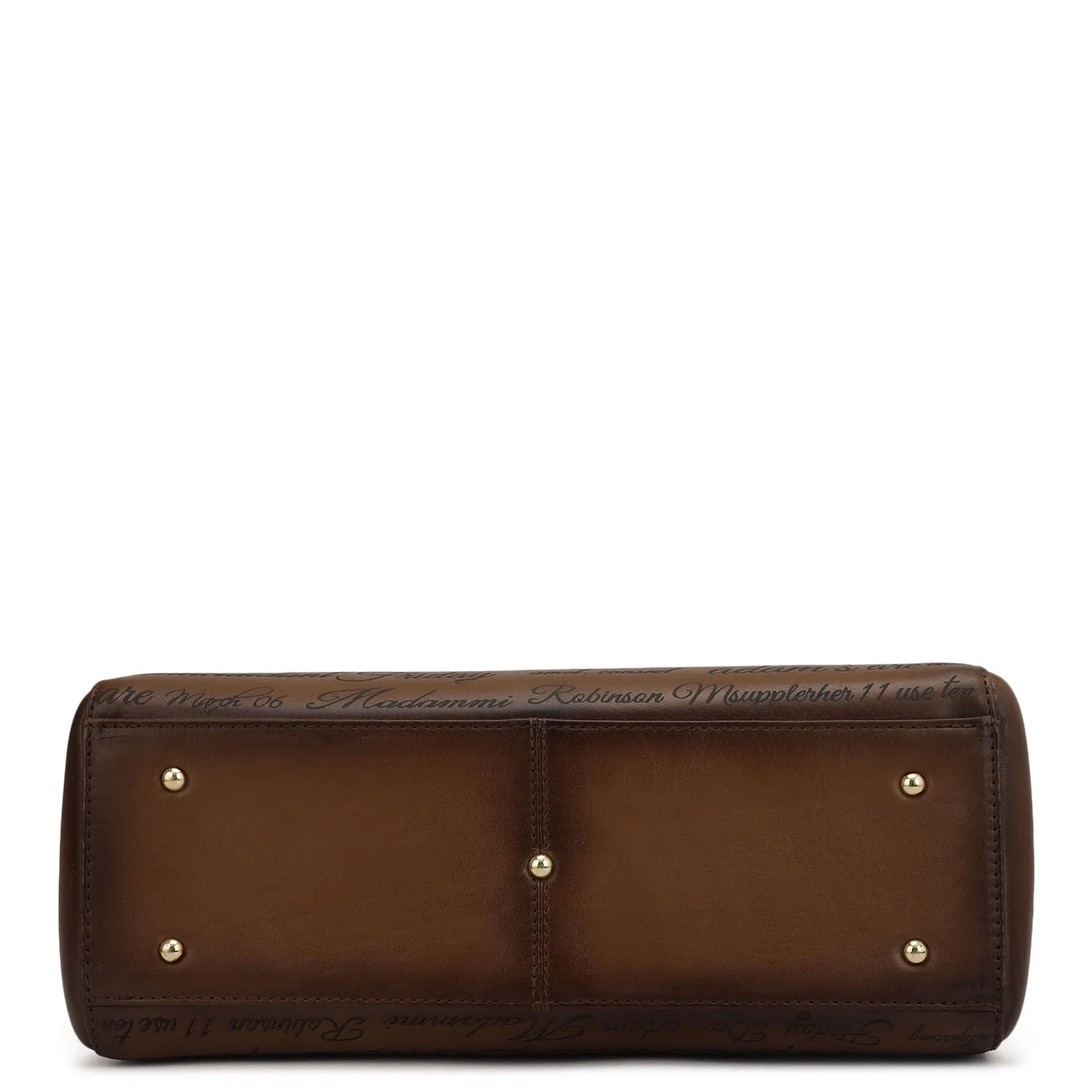 Medium Signato Leather Satchel - Cognac