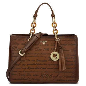 Medium Signato Leather Satchel - Cognac