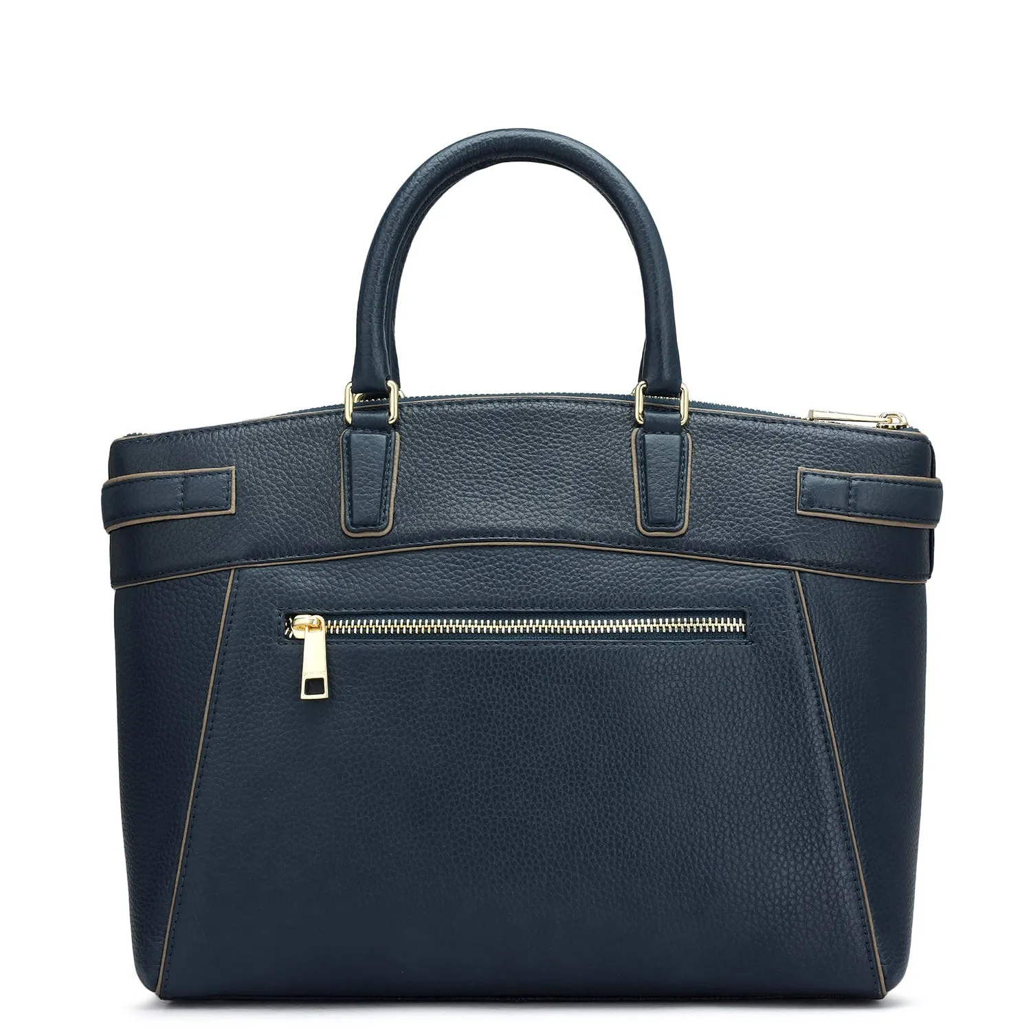 Medium Wax Leather Satchel - Navy