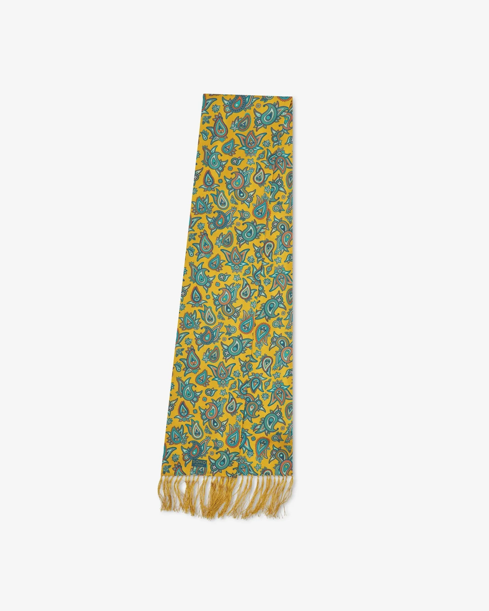 Men's Silk Aviator Scarf in Gold Paisley - The Grassmere