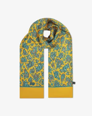 Men's Silk Paisley Scarf in Gold - The Grassmere