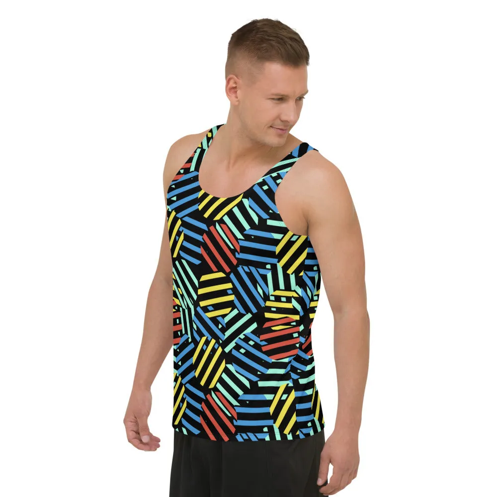 Mens Tank Top, 80s Memphis Circular