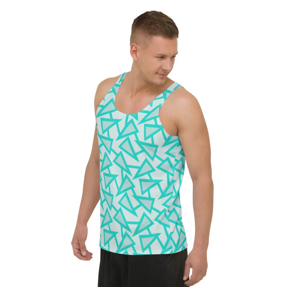 Mens Tank Top, Triangular Memphis Party