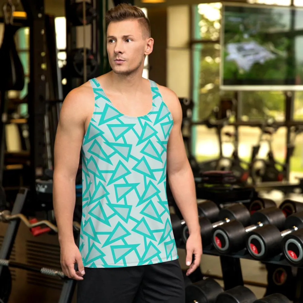 Mens Tank Top, Triangular Memphis Party